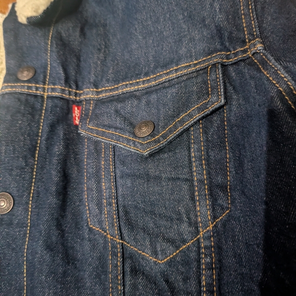 Men's Denim Levi Strauss Trucker Sherpa Jacket - Picture 4 of 16